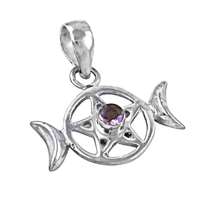 925 Silver Fish Pendant with Amethyst Stone | Women's Jewelry