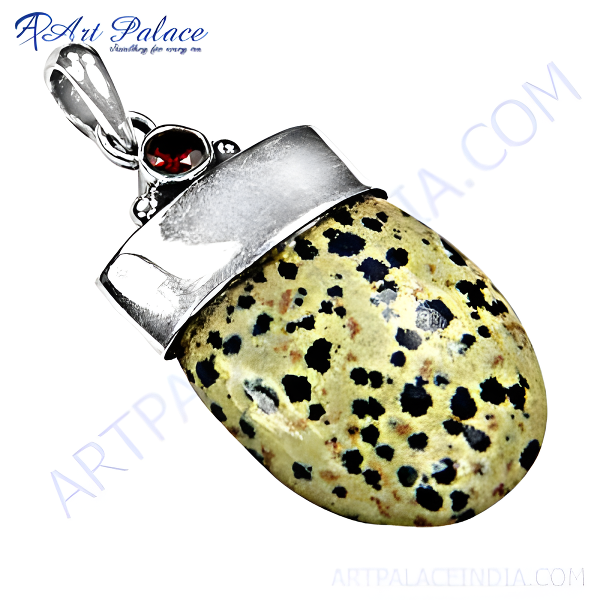 925 sterling silver dalmatian jasper pendant with unique speckled pattern, gemstone pendant for women