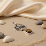 Load image into Gallery viewer, 925 Silver Tree of Life Pendant Necklace | Tiger Eye Gemstone
