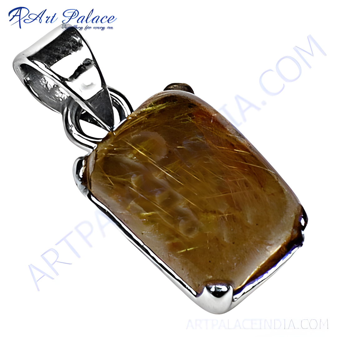 Silver Rutile Quartz Pendant | Sterling Silver Jewelry for Women