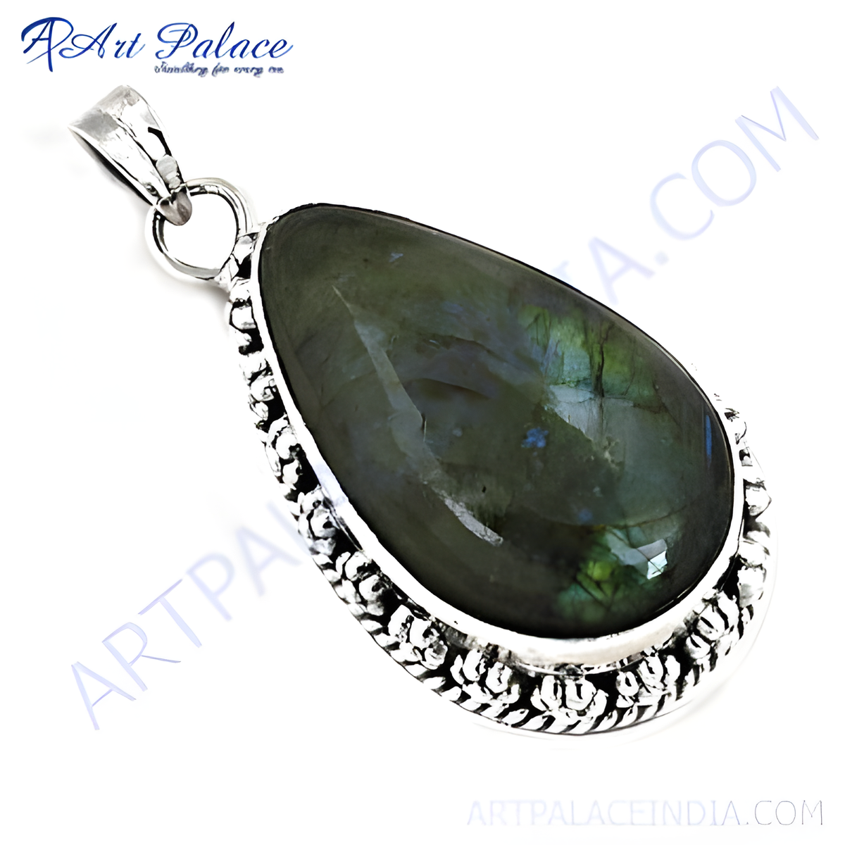 925 sterling silver labradorite teardrop pendant with iridescent blue and green hues, for women