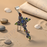 Load image into Gallery viewer, 925 Silver Multi-Gemstone Cross Pendant | Women's Fashion Jewelry
