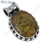 Load image into Gallery viewer, Sterling silver pendant featuring a natural jasper stone with unique patterns and earthy tones.
