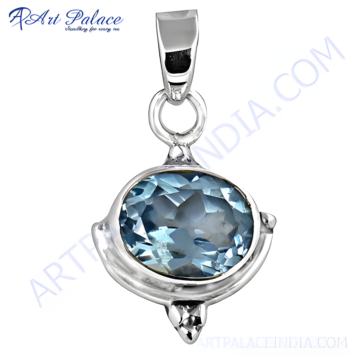 925 sterling silver pendant with a vibrant blue oval cut gemstone