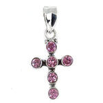 Load image into Gallery viewer, 925 Sterling Silver Pink Gemstone Cross Pendant | Women's Jewelry
