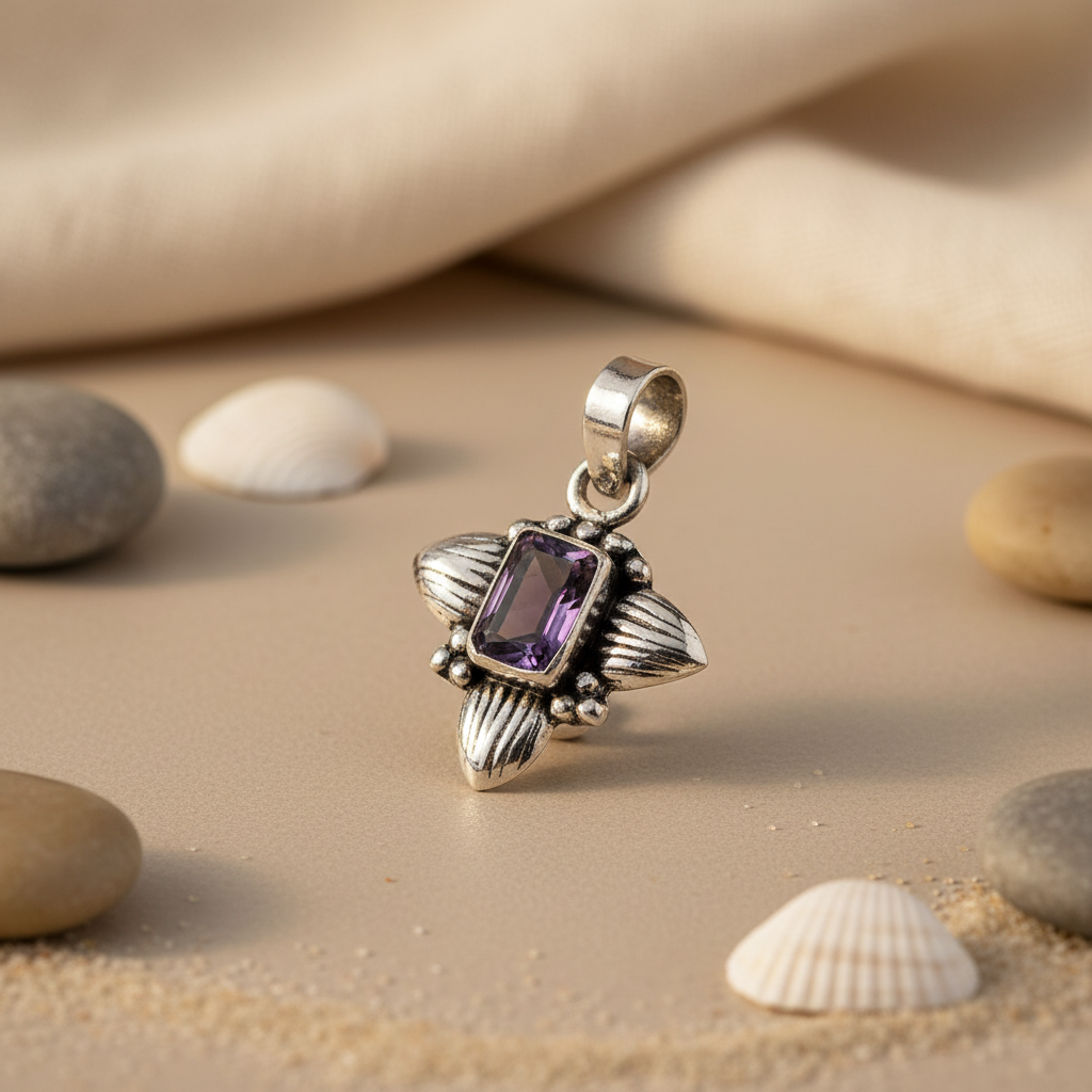 925 Sterling Silver Amethyst Pendant for Women | Gemstone Jewelry