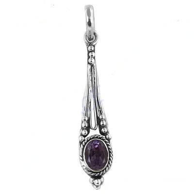 925 silver amethyst teardrop pendant for women | gift jewelry