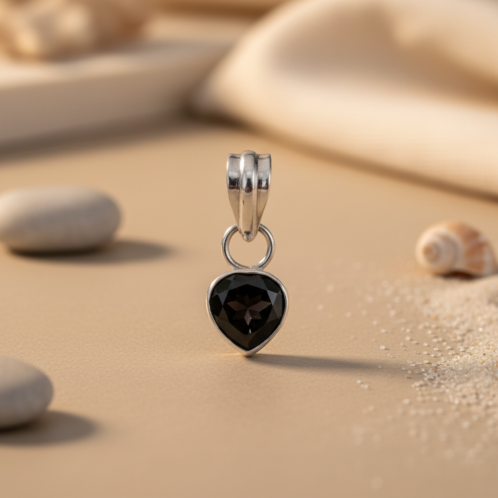 925 Silver Black Onyx Heart Pendant | Women's Jewelry Gift