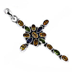 Load image into Gallery viewer, 925 Silver Cross Pendant with Gemstones for Women | Gift
