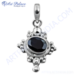 Load image into Gallery viewer, 925 sterling silver black onyx oval gemstone pendant for women
