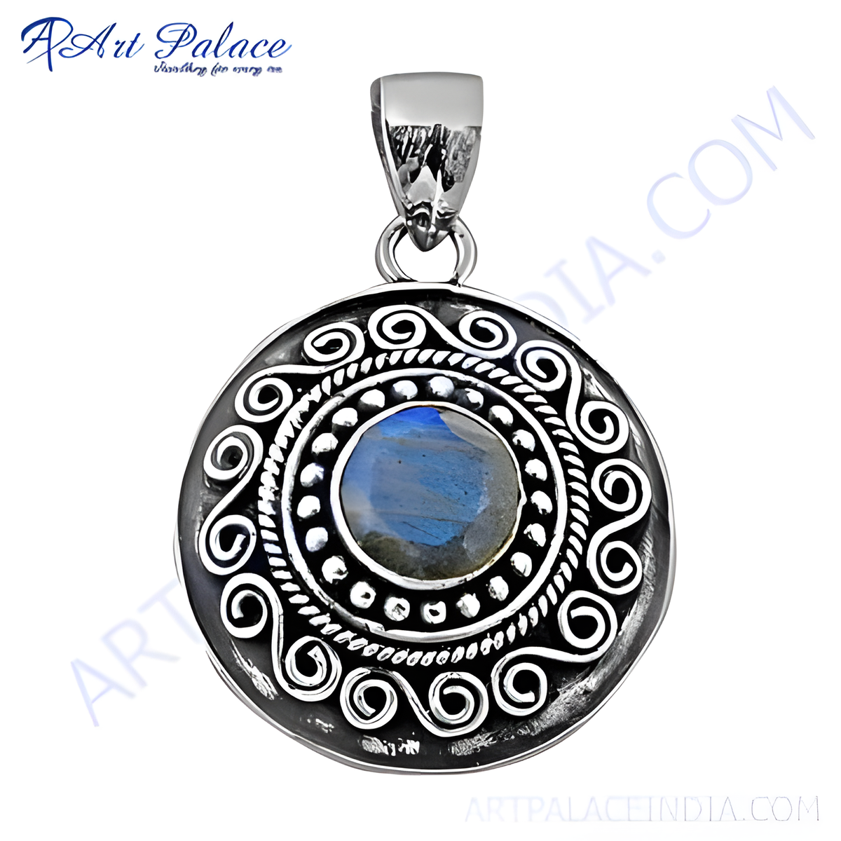 925 sterling silver labradorite pendant with a captivating blue and grey gemstone center, perfect for necklaces and daily wear
