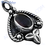 Load image into Gallery viewer, 925 sterling silver onyx pendant with black gemstone center, women's charm necklace
