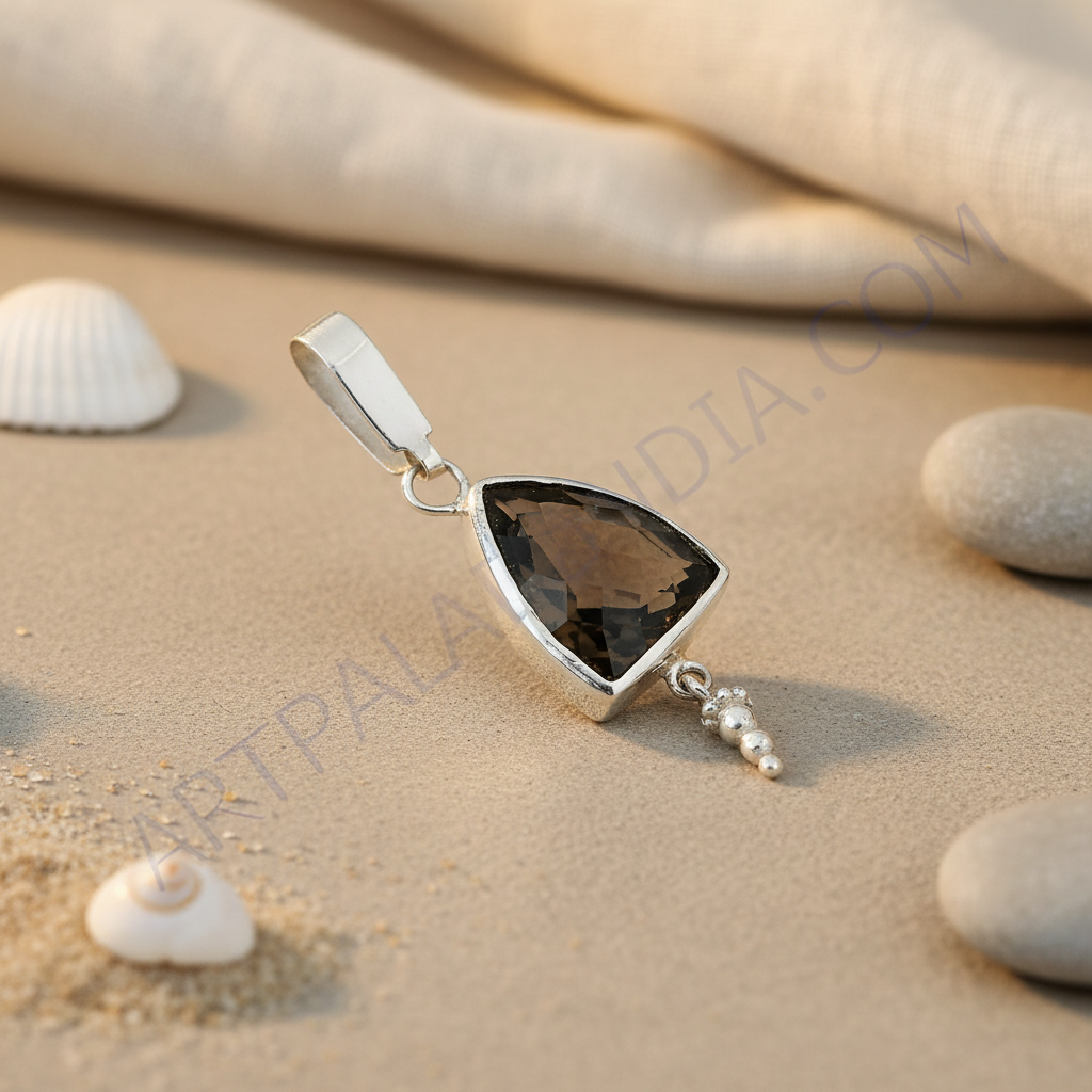 925 Silver Smoky Quartz Pendant for Women | Daily Wear Jewelry