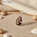 Load image into Gallery viewer, Smoky Quartz Teardrop Pendant Necklace | 925 Sterling Silver | Gift

