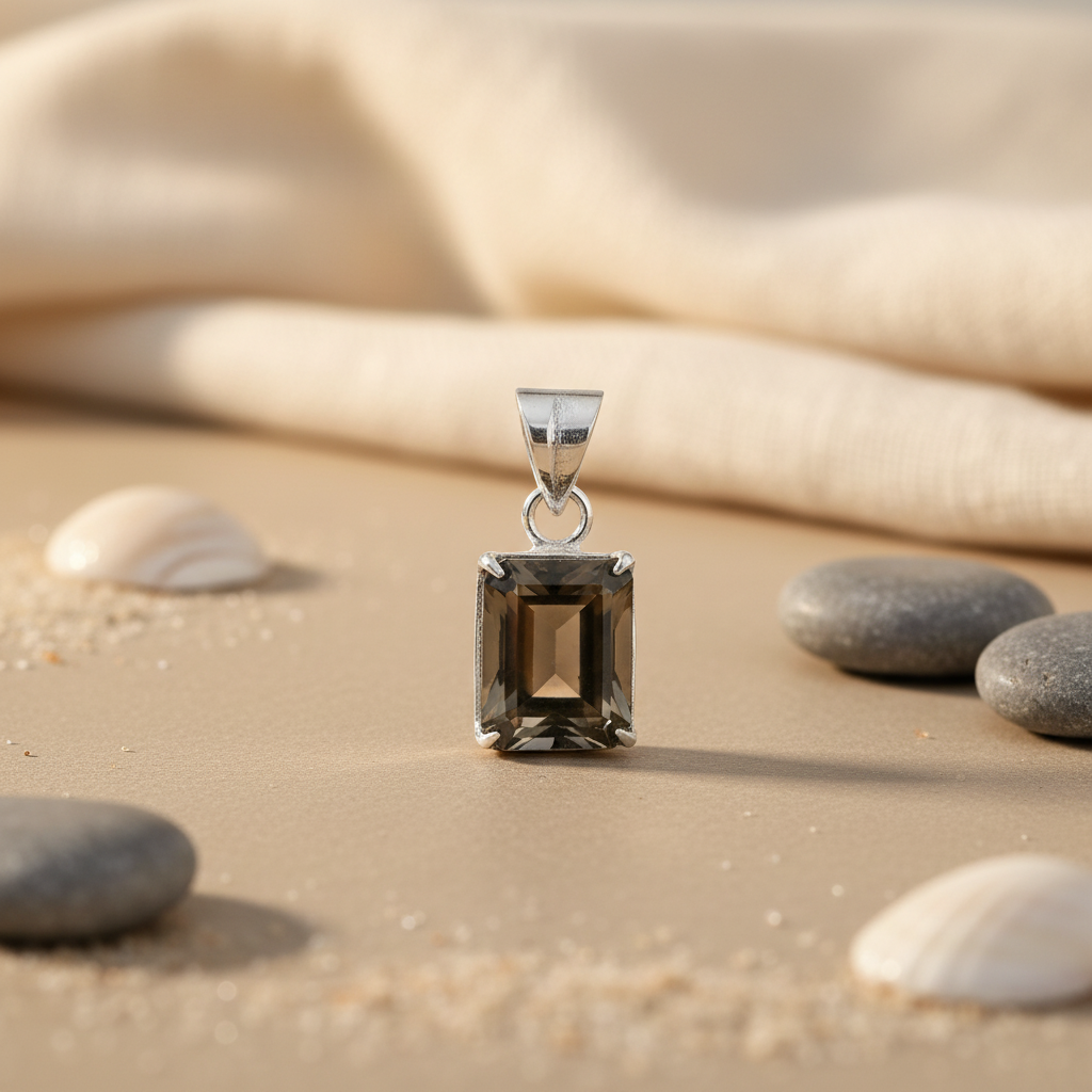 925 Silver Smoky Quartz Pendant for Women | Gemstone Jewelry