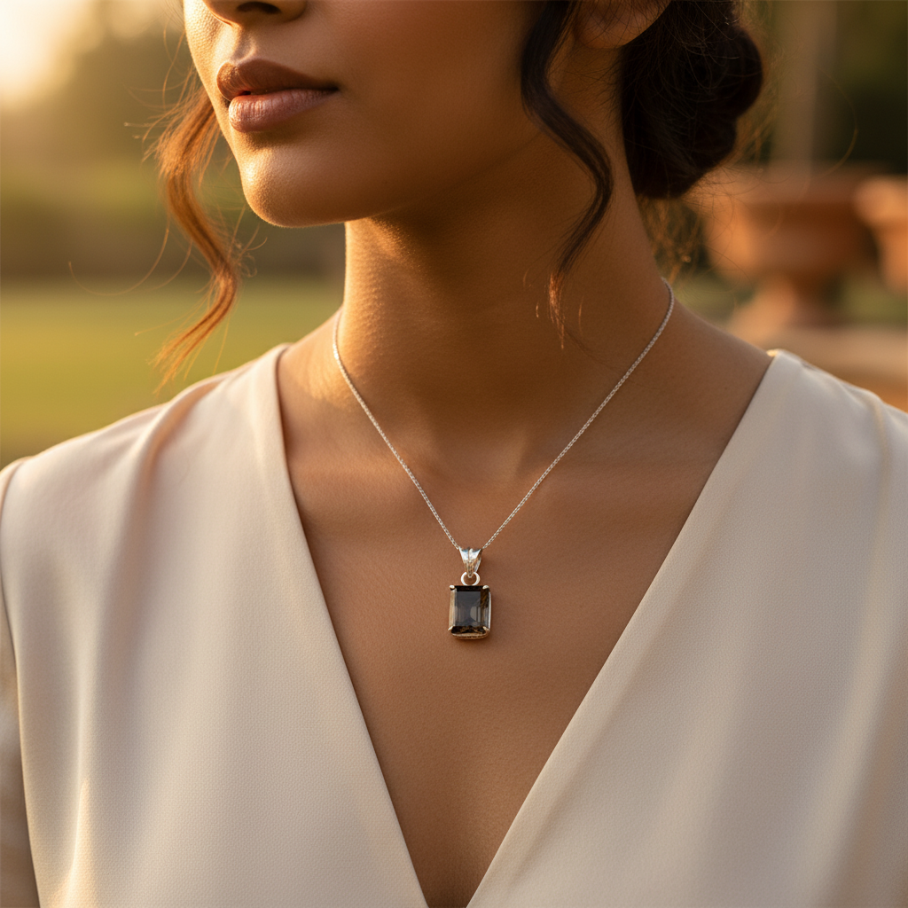 925 Silver Smoky Quartz Pendant for Women | Gemstone Jewelry