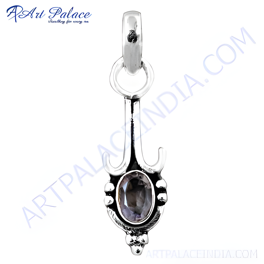 925 sterling silver amethyst pendant necklace with a purple gemstone. A stylish, elegant charm pendant.