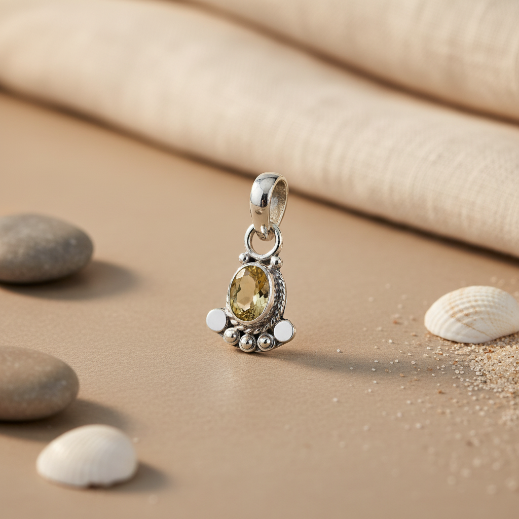 925 Silver Citrine Pendant for Women | Gemstone Jewelry
