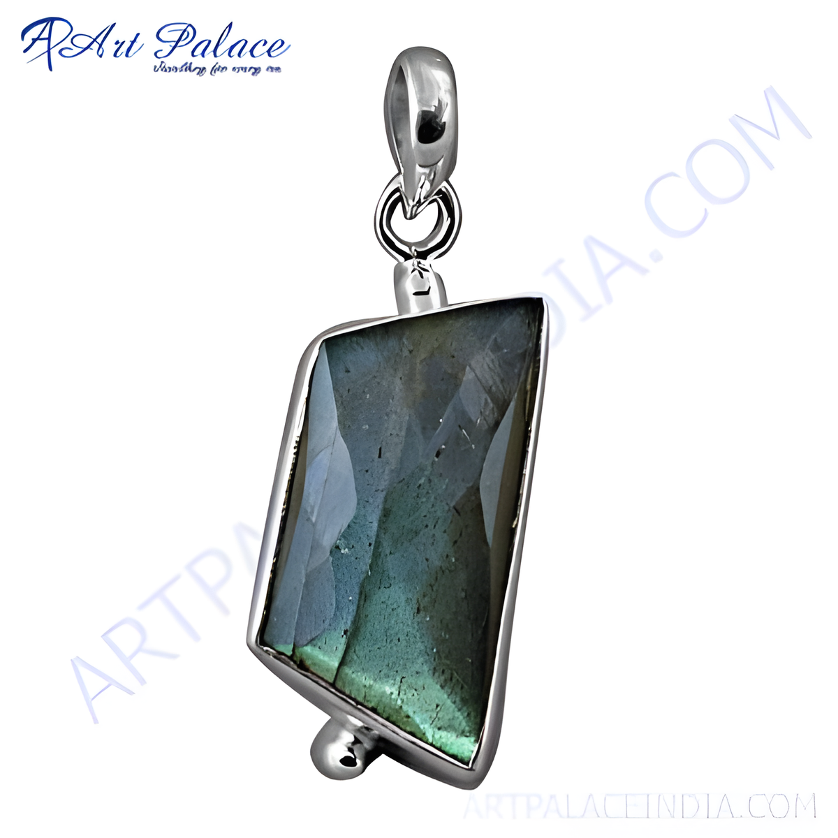 925 sterling silver labradorite pendant, featuring a unique faceted cut