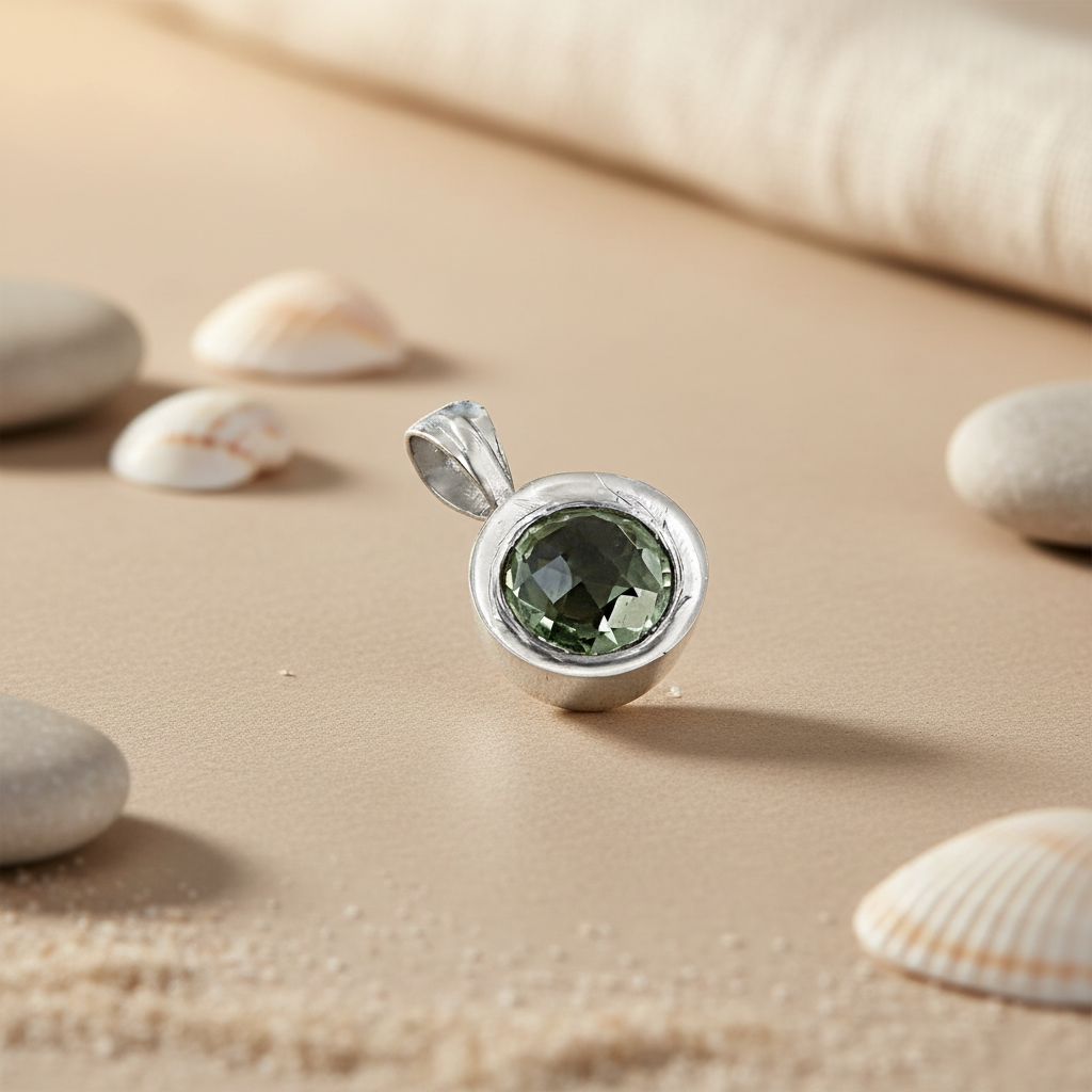 925 Silver Green Amethyst Pendant for Women | Daily Wear
