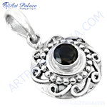 Load image into Gallery viewer, 925 sterling silver black onyx pendant necklace with intricate design
