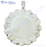 Load image into Gallery viewer, A silver pendant in a flower shape with a mother of pearl center, beautiful jewelry for women
