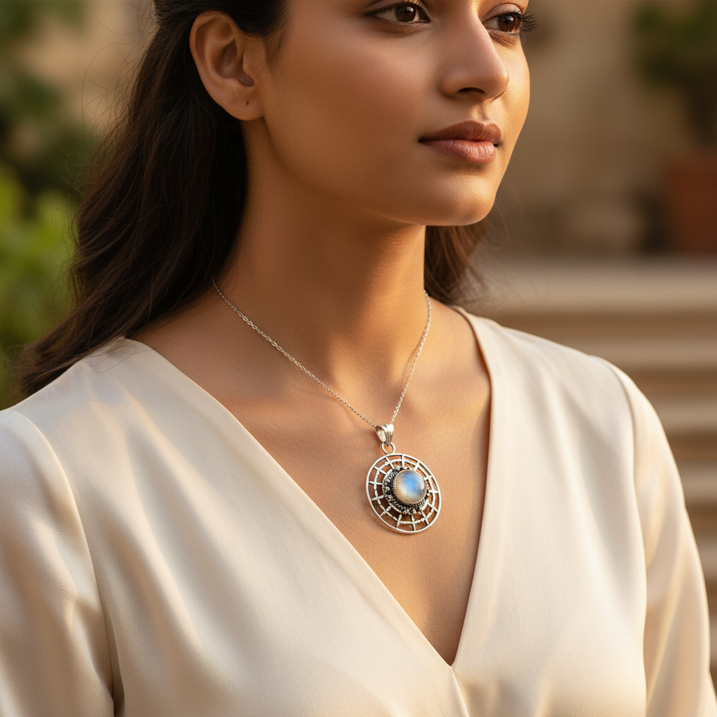 925 sterling silver moonstone pendant for women | gift jewelry