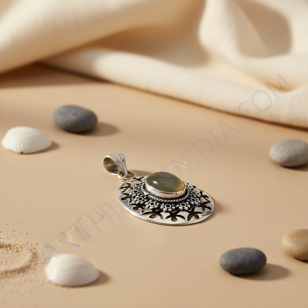 925 Silver Oval Stone Pendant Necklace for Women | Daily Wear