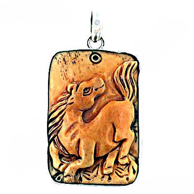 Carved Horse Pendant Necklace | Natural Stone Jewelry | Gift