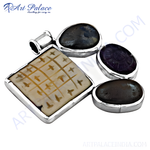 Load image into Gallery viewer, Sterling silver gemstone pendant set featuring various stone shapes and designs, silver jewelry.
