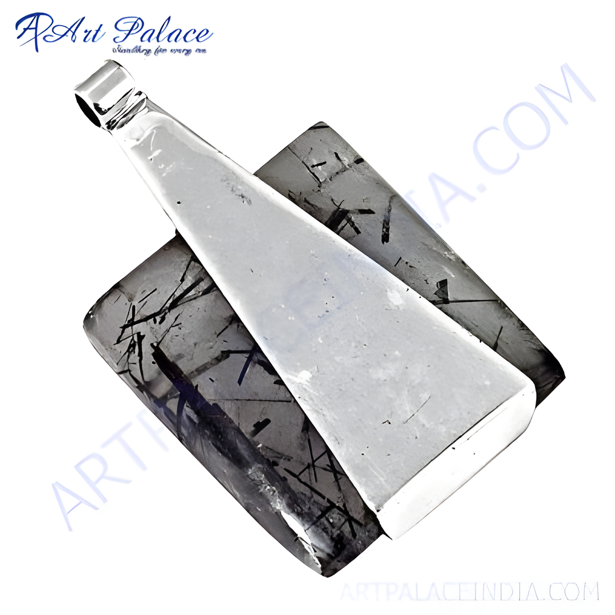 Sterling silver rutilated quartz pendant