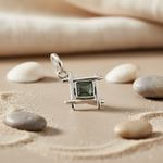 Load image into Gallery viewer, 925 Silver Square Pendant with Green Stone | Women's Jewelry Gift
