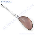 Load image into Gallery viewer, 925 sterling silver pendant necklace with a facetted rose quartz gemstone in pink color
