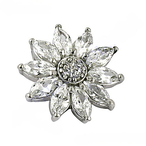 Silver flower stud earrings with cubic zirconia | women's jewelry
