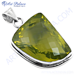Load image into Gallery viewer, 925 sterling silver citrine gemstone pendant, yellow stone, triangular shape, for women

