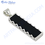 Load image into Gallery viewer, Sterling silver pendant featuring a rectangular black onyx gemstone, perfect for women.
