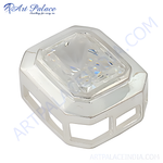 Load image into Gallery viewer, 925 sterling silver emerald cut pendant. White gemstone in a silver casing.

