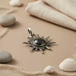 Load image into Gallery viewer, 925 Silver Sunburst Pendant | Black Pearl Gemstone Jewelry
