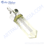 Load image into Gallery viewer, Sterling silver pendant featuring a clear, faceted citrine gemstone. The pendant has a sleek, modern design, ideal for daily wear.
