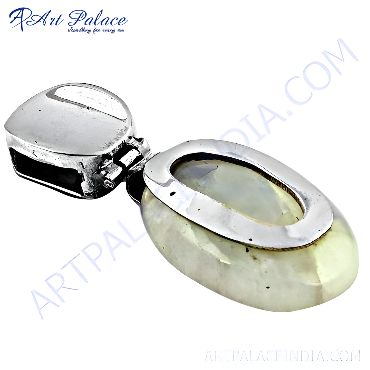 Silver pendant featuring a mother of pearl gemstone with a polished finish, ideal for women's jewelry