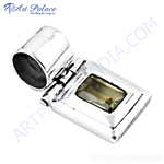 Load image into Gallery viewer, 925 sterling silver pendant with a rectangular citrine gemstone. The jewelry is made for women.
