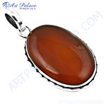 Load image into Gallery viewer, 925 Sterling Silver Carnelian Pendant with a polished finish and a rich, warm color.
