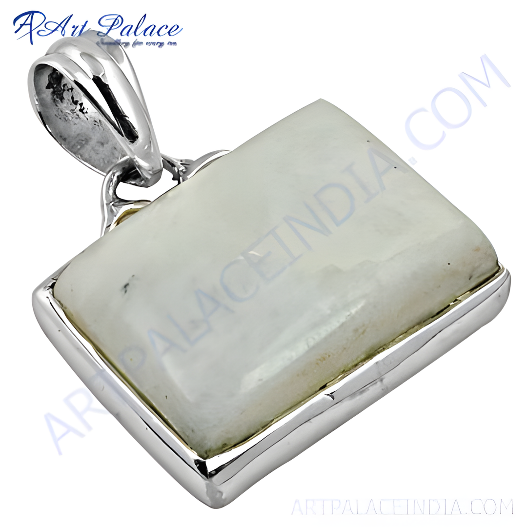 925 Silver Moonstone Pendant for Women | Rectangle Gemstone