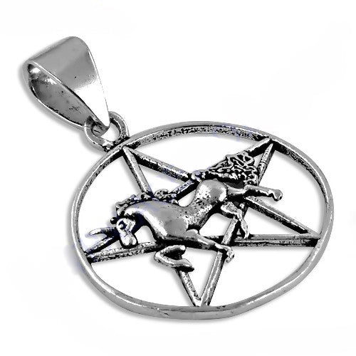 925 Sterling Silver Unicorn Pendant | Women's Pentagram Necklace
