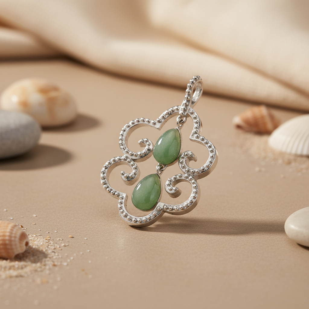 925 Silver Jade Pendant Necklace | Teardrop Gemstone Jewelry