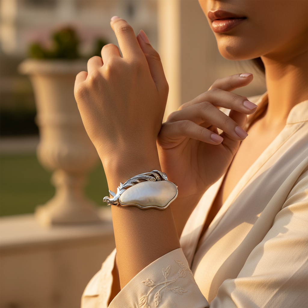 Silver mother of pearl pendant for women | fine jewelry