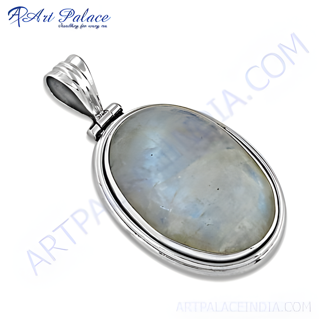 925 sterling silver moonstone pendant, oval-shaped gemstone necklace, daily wear jewelry for women