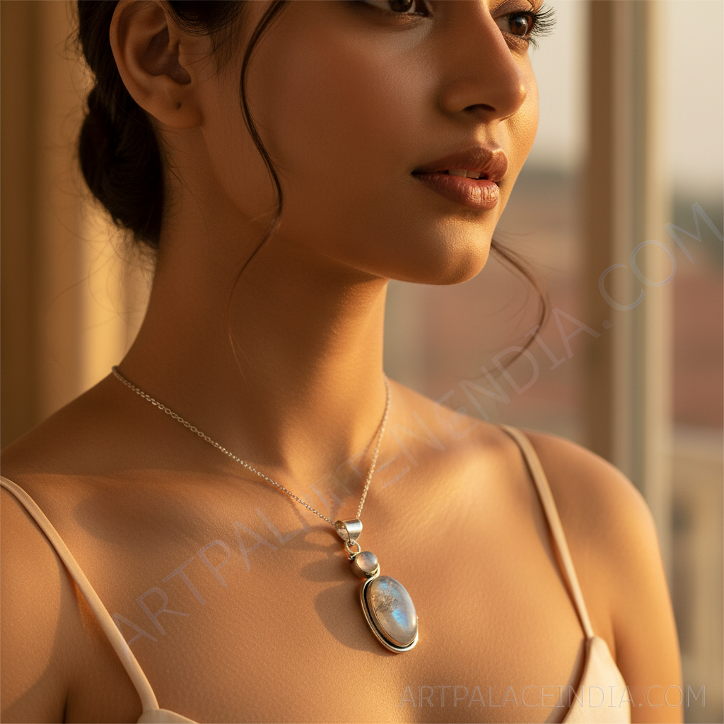 925 Sterling Silver Moonstone Pendant for Women | Gemstone Jewelry