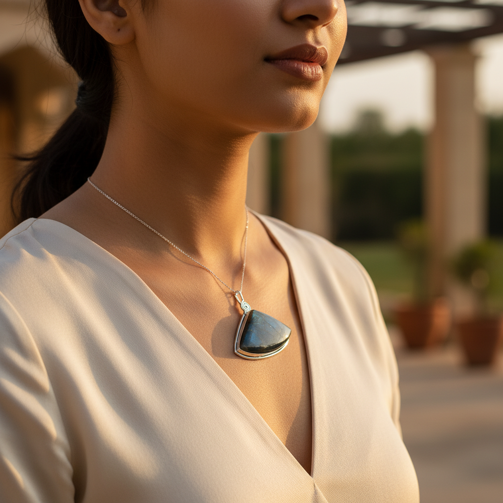 925 Silver Labradorite Pendant for Women | Gemstone Jewelry