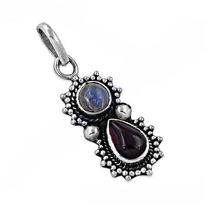 925 silver garnet & moonstone pendant for women | gemstone jewelry